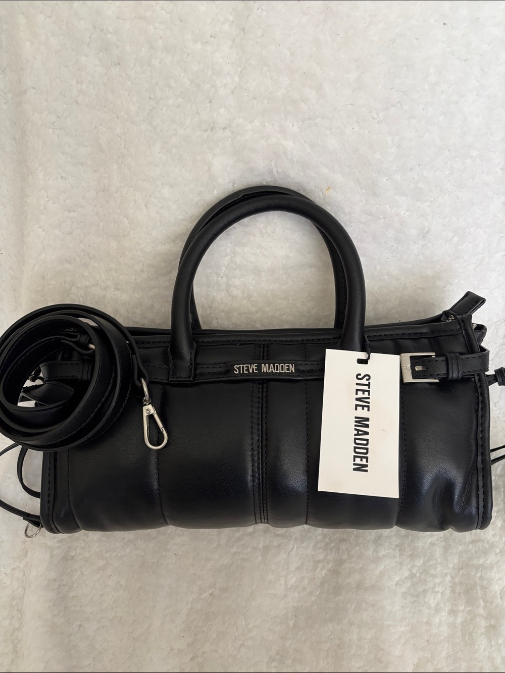 Steve Madden Black Quilted Mini Satchel Crossbody - Picture 1 of 7
